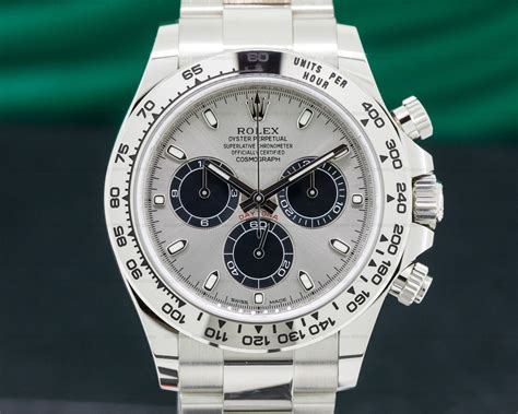 rolex daytona 18k white gold black dail double r|rolex daytona white gold meteorite.